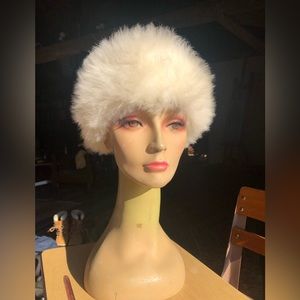 Super soft white alpaca fur head warmer